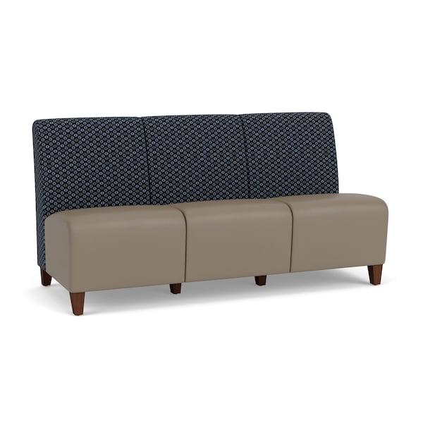 Lesro Siena Armless 3 Seat Tandem Seating No Center Arms, Walnut, RS NightSky Back, MD Farro Seat SN3102 - main